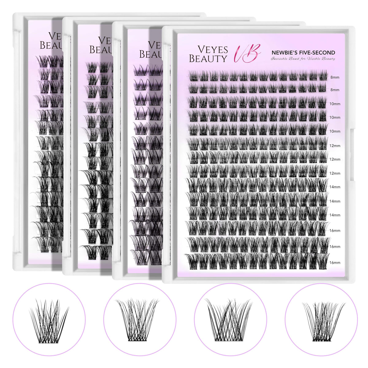 VEYESBEAUTY cluster lash scale on hand showing realistic sizing