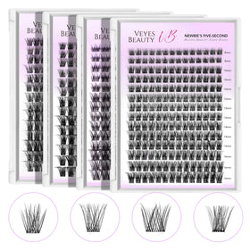 VEYESBEAUTY cluster lash scale on hand showing realistic sizing