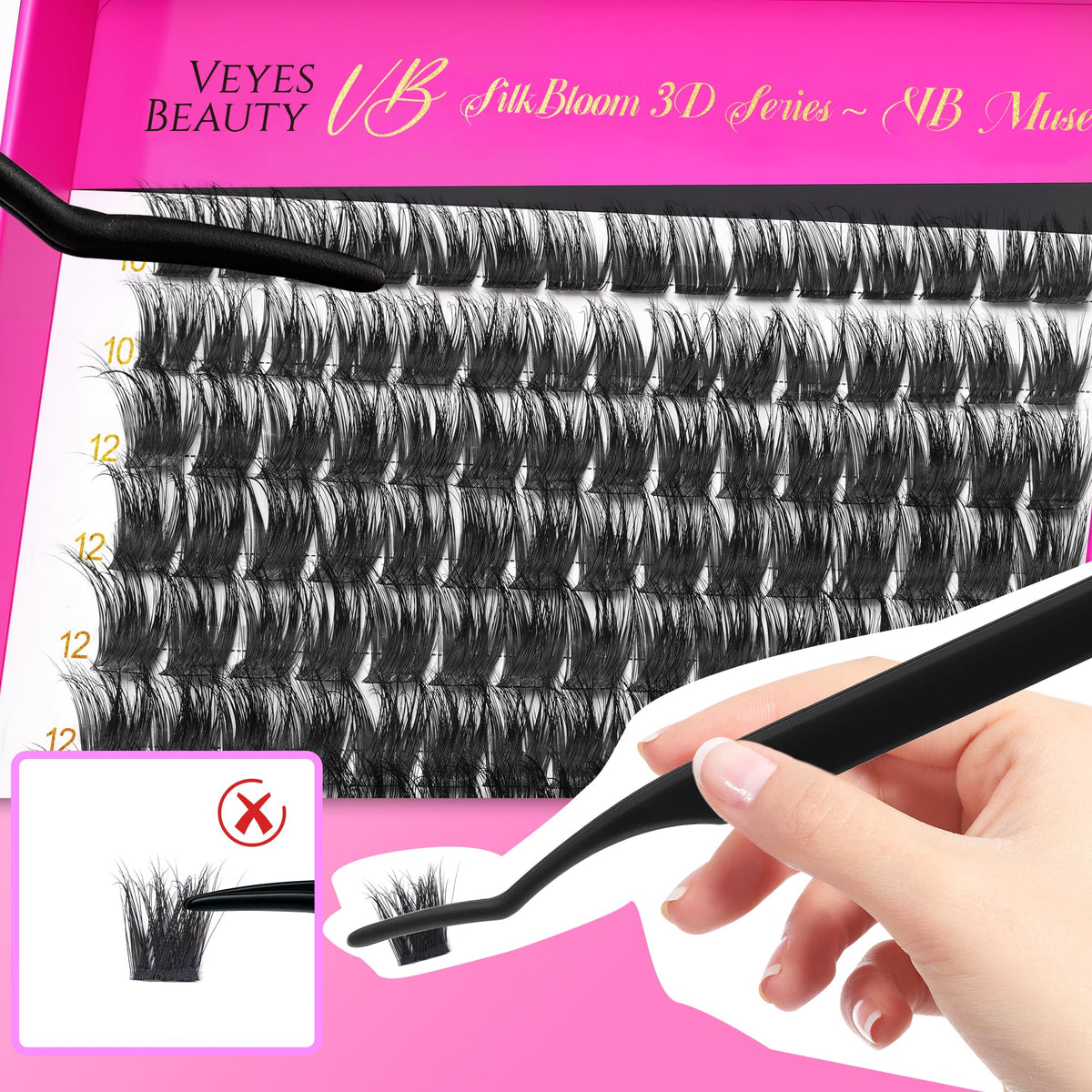 VEYESBEAUTY cluster next to ruler showing compact size benefit