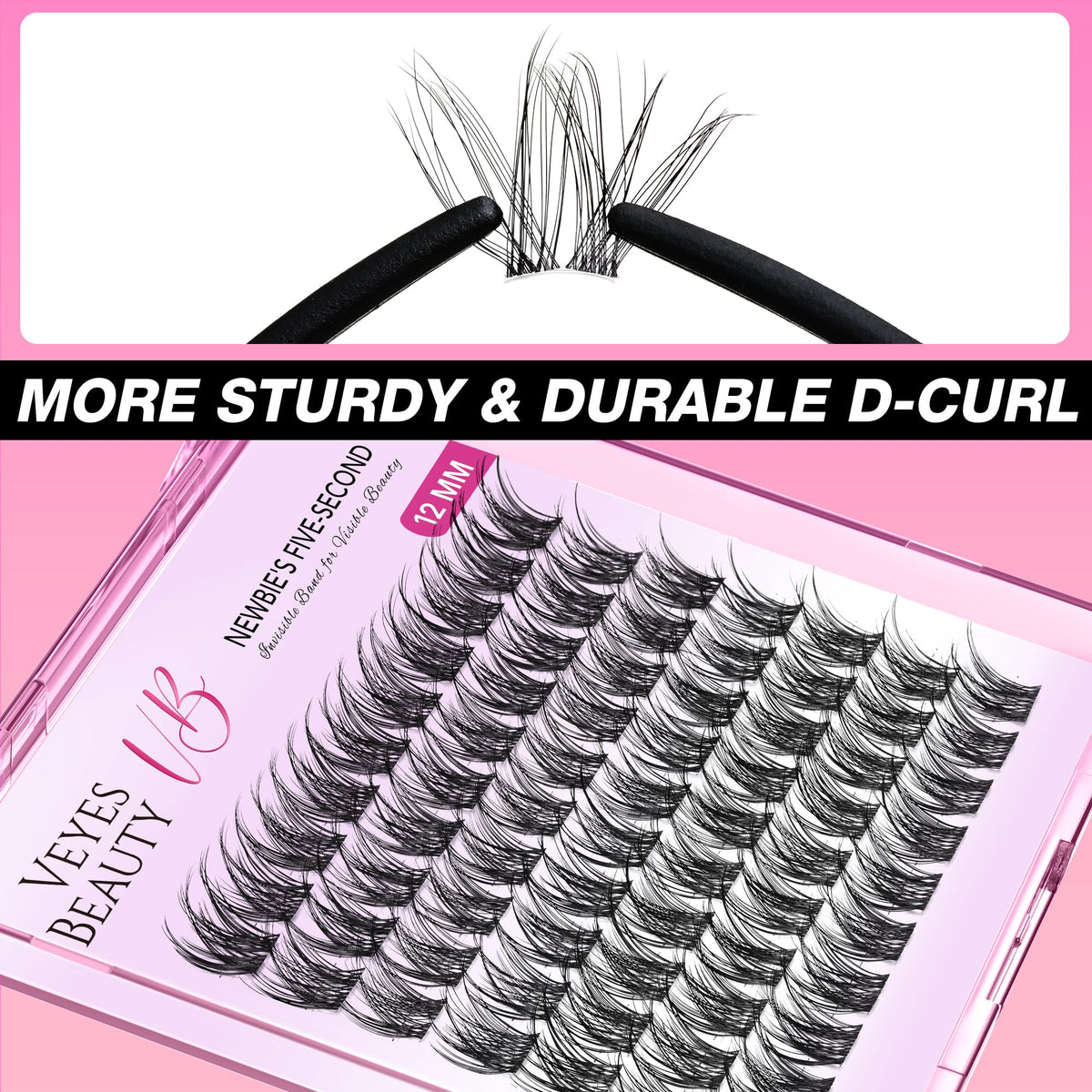 VEYESBEAUTY model side profile showing natural wispy lash effect