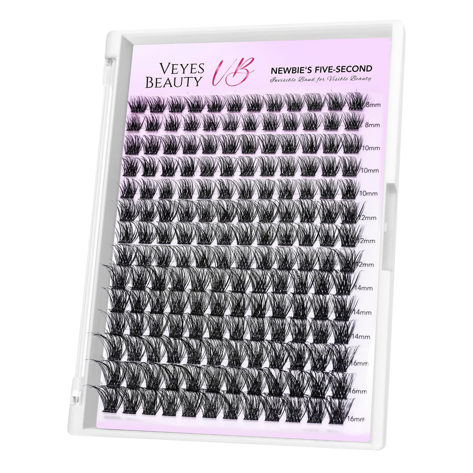 VEYESBEAUTY Siren tray front packaging showing mixed 8–16mm clusters for easy selection