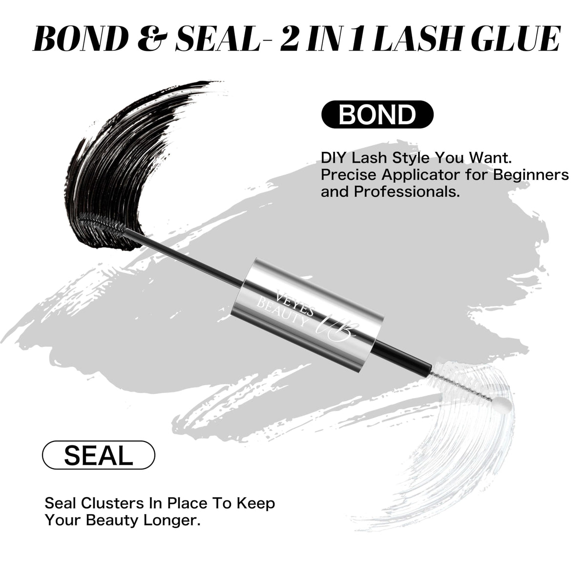 VEYESBEAUTY spiral brush close-up for precise glue placement and control