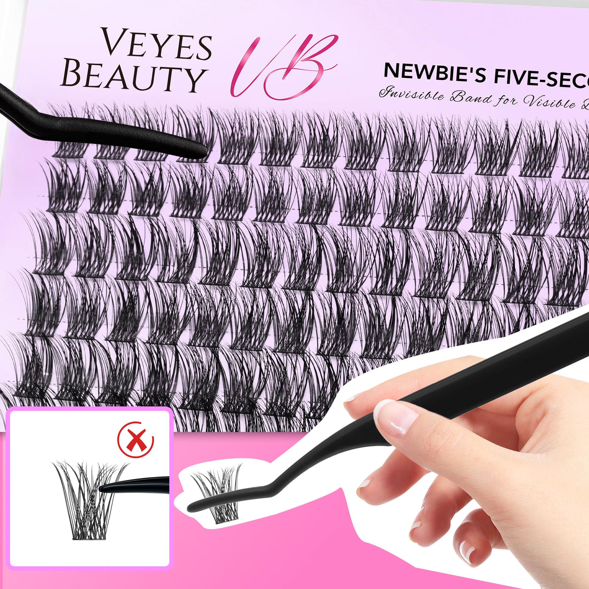 VEYESBEAUTY tray contents arranged to show reusable clusters and tools