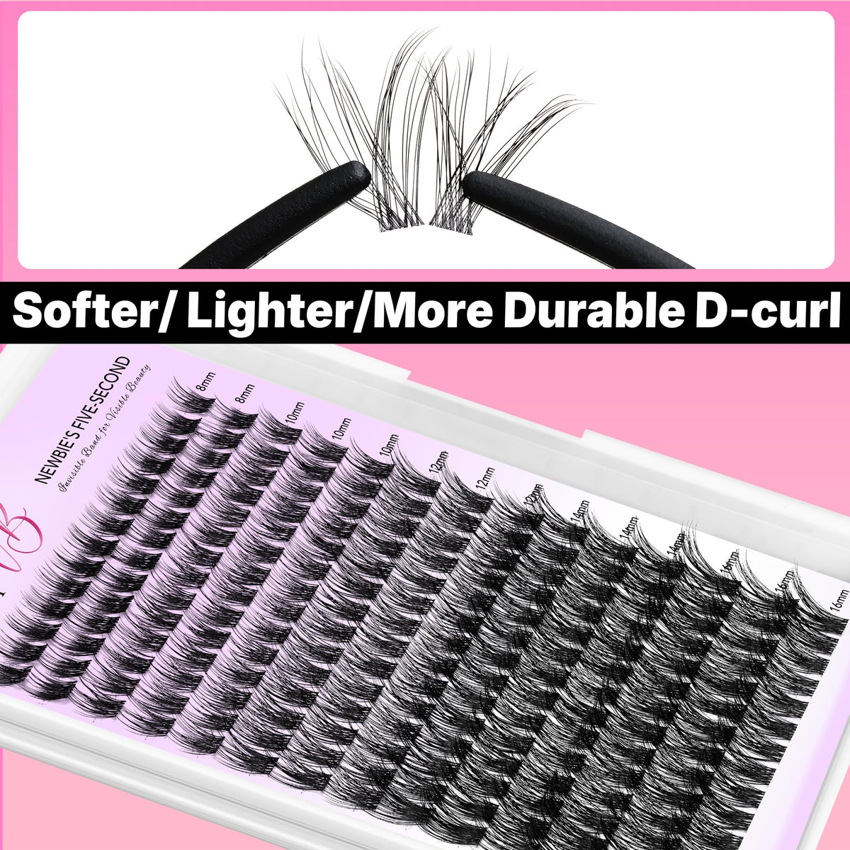 VEYESBEAUTY tweezers and applicator laid out for precise placement