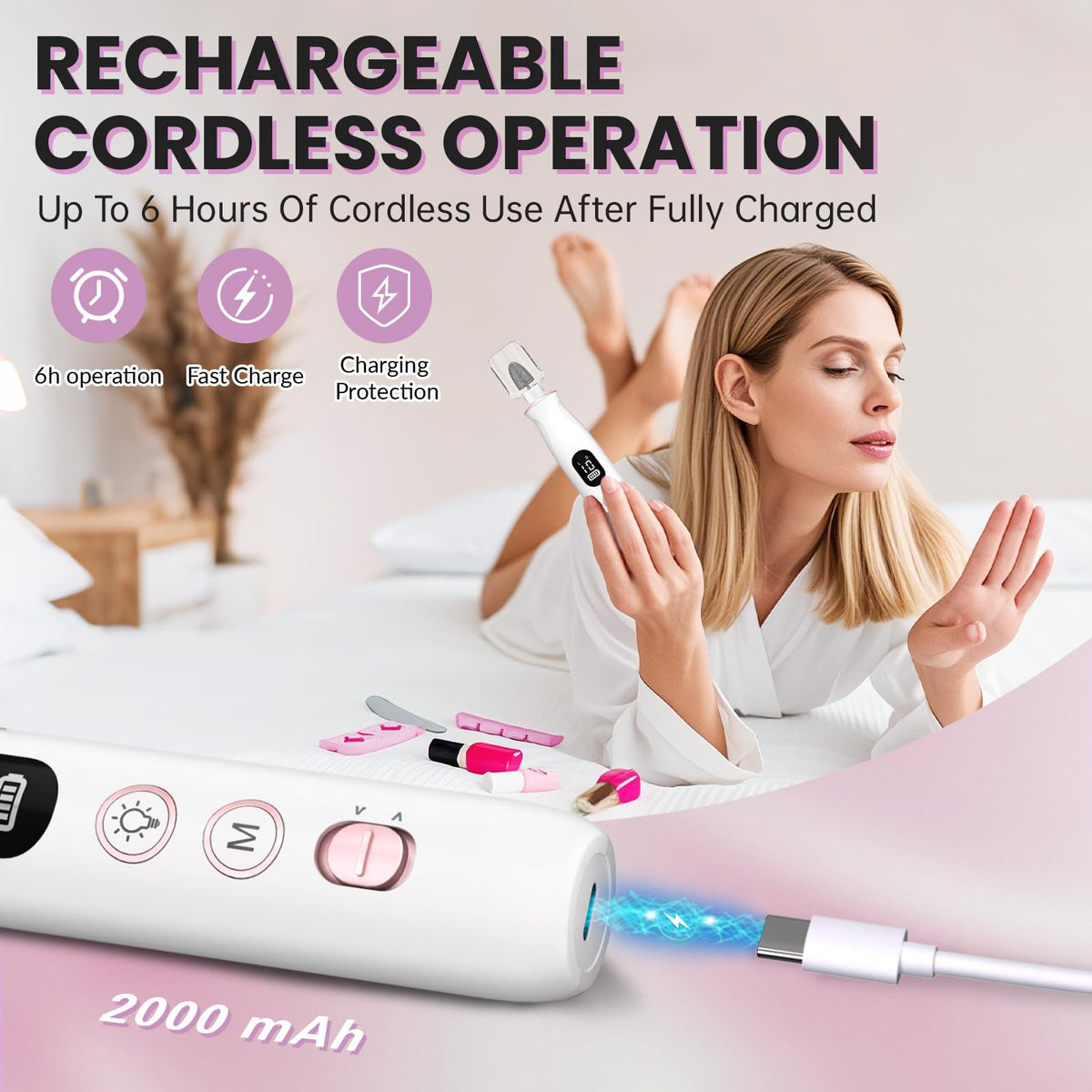 VFD accessory set laid out showing multiple bits for versatile nail care