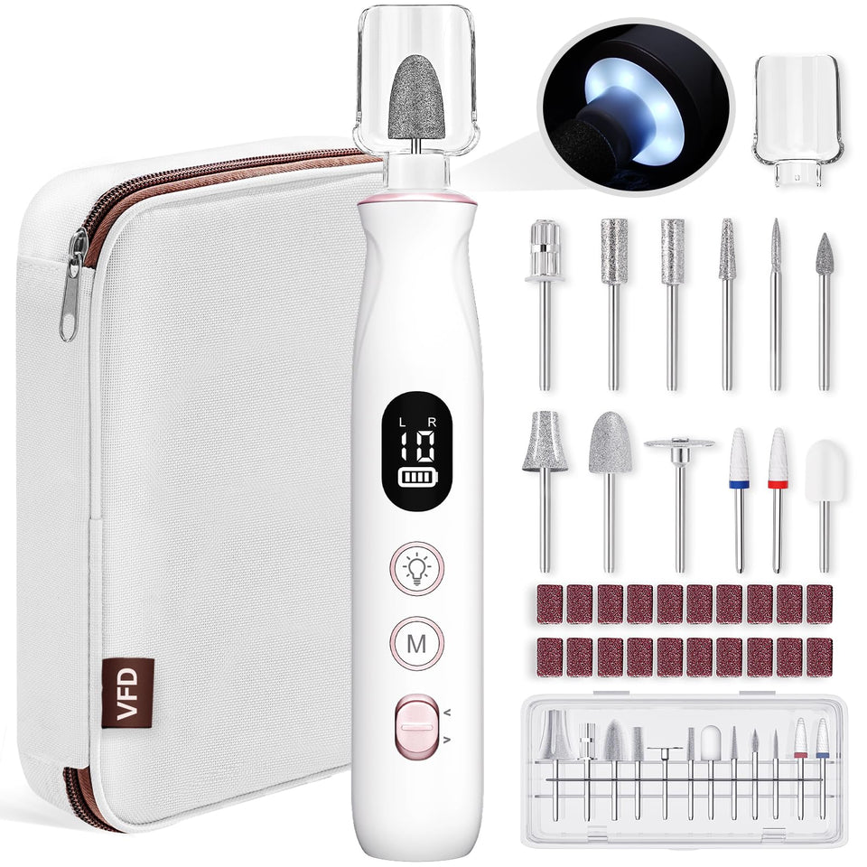 VFD front view white handpiece showing compact design and portability benefit