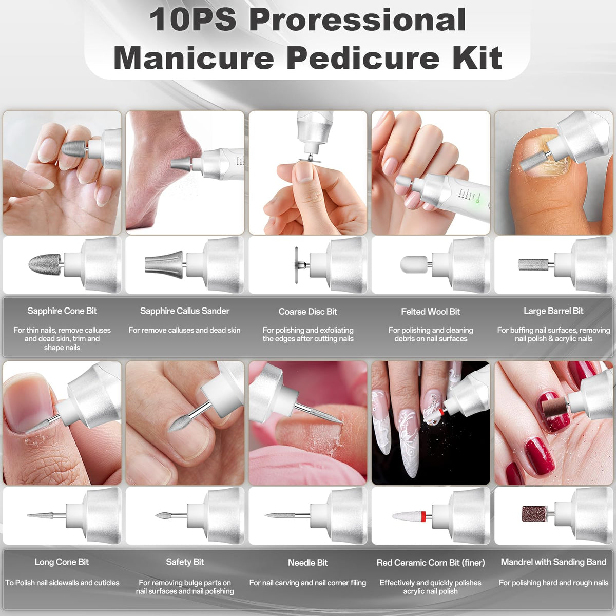 VFD in use during manicure on hands illustrating smooth shaping and time savings