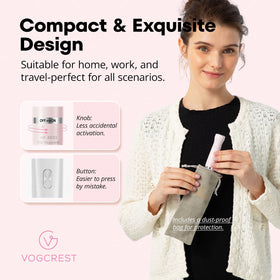 VG VOGCREST on bathroom mirror shelf demonstrating convenient at-home grooming routine
