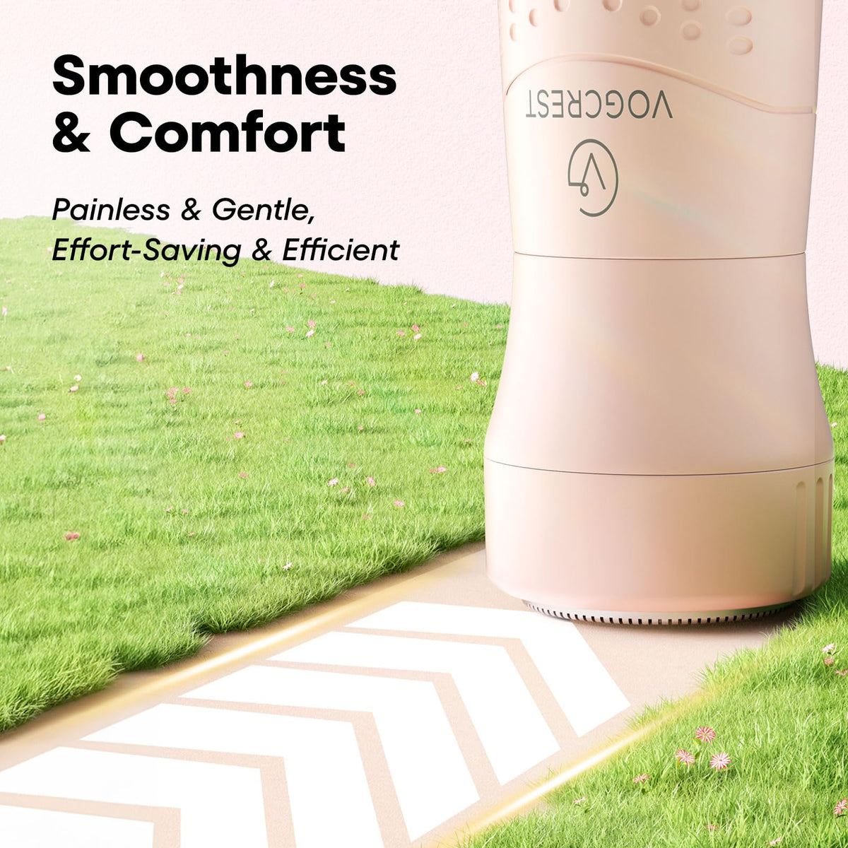 VG VOGCREST close-up of rotating blades highlighting smooth, painless hair removal