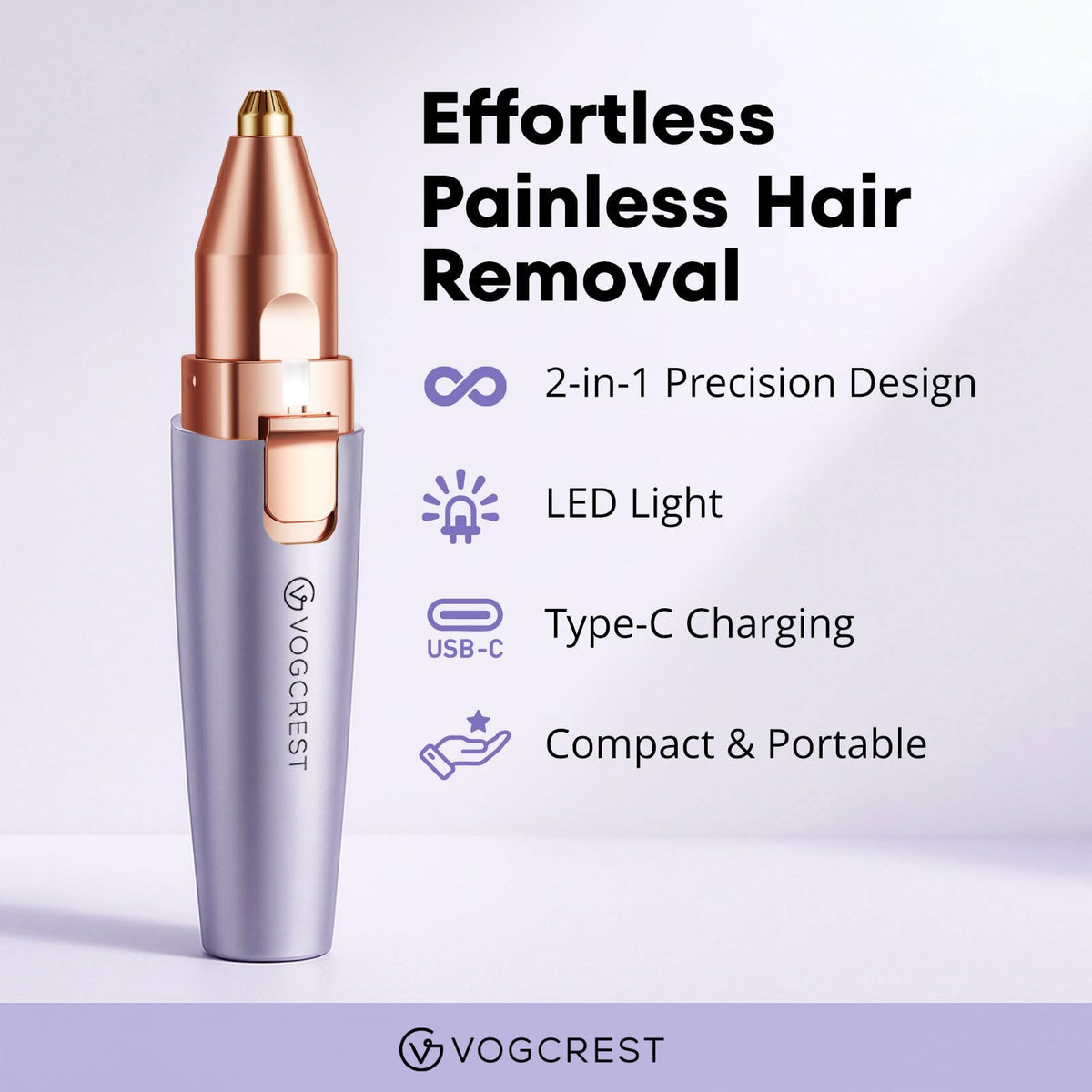 VG VOGCREST blade detail highlighting hypoallergenic guard for gentle protection