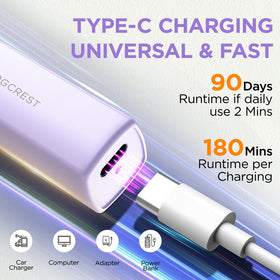 VG VOGCREST held in hand to show size and travel-friendly convenience