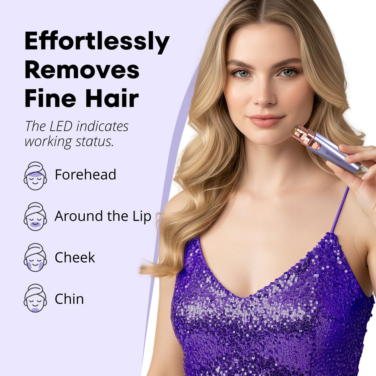 VG VOGCREST LED light on illuminating fine hairs for better visibility