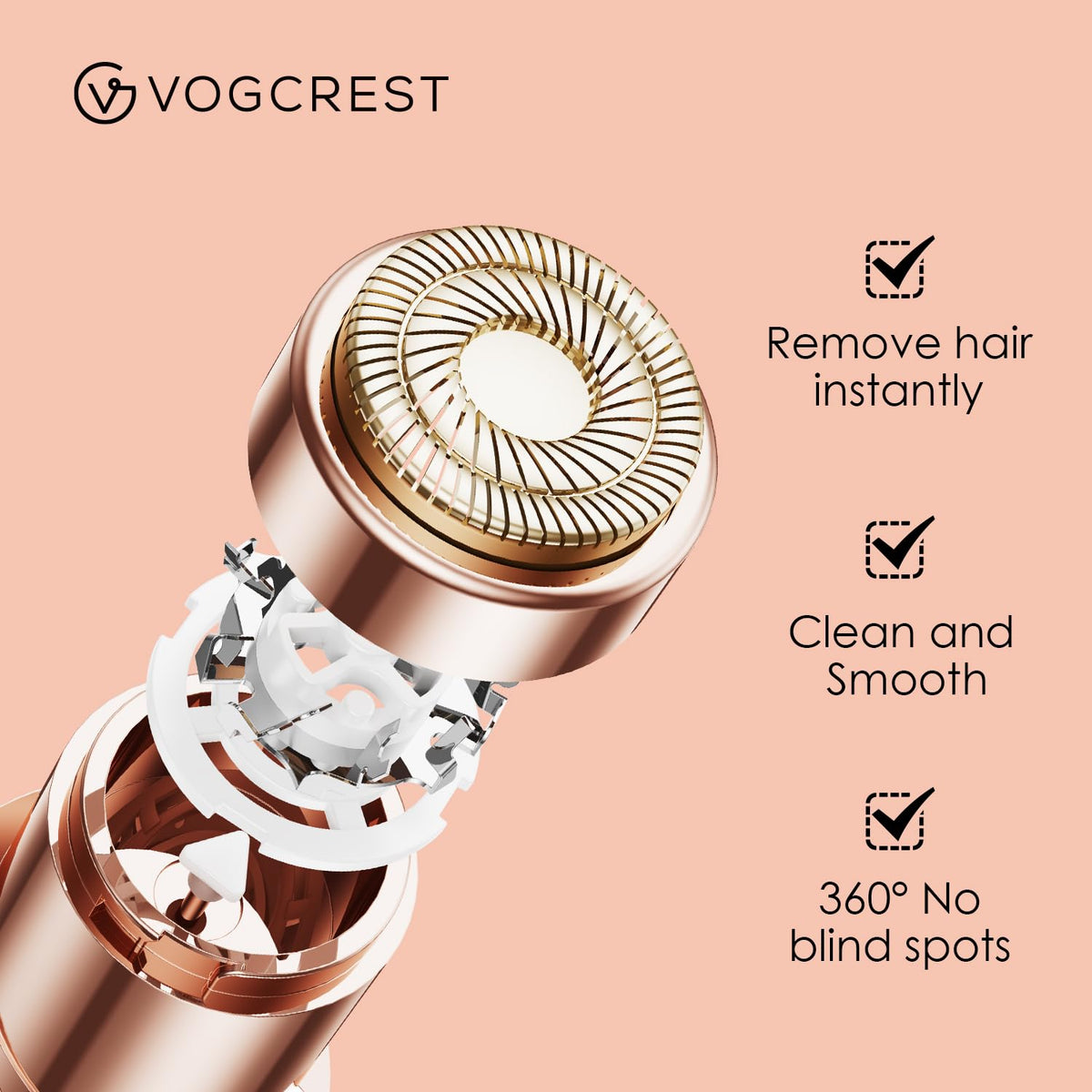 VG VOGCREST replacement head next to coin for scale showing compactness benefit