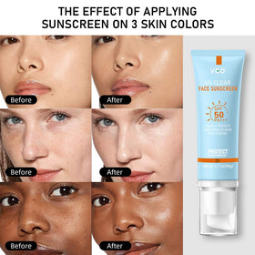 VGO application on face demonstrating even blend and no white cast
