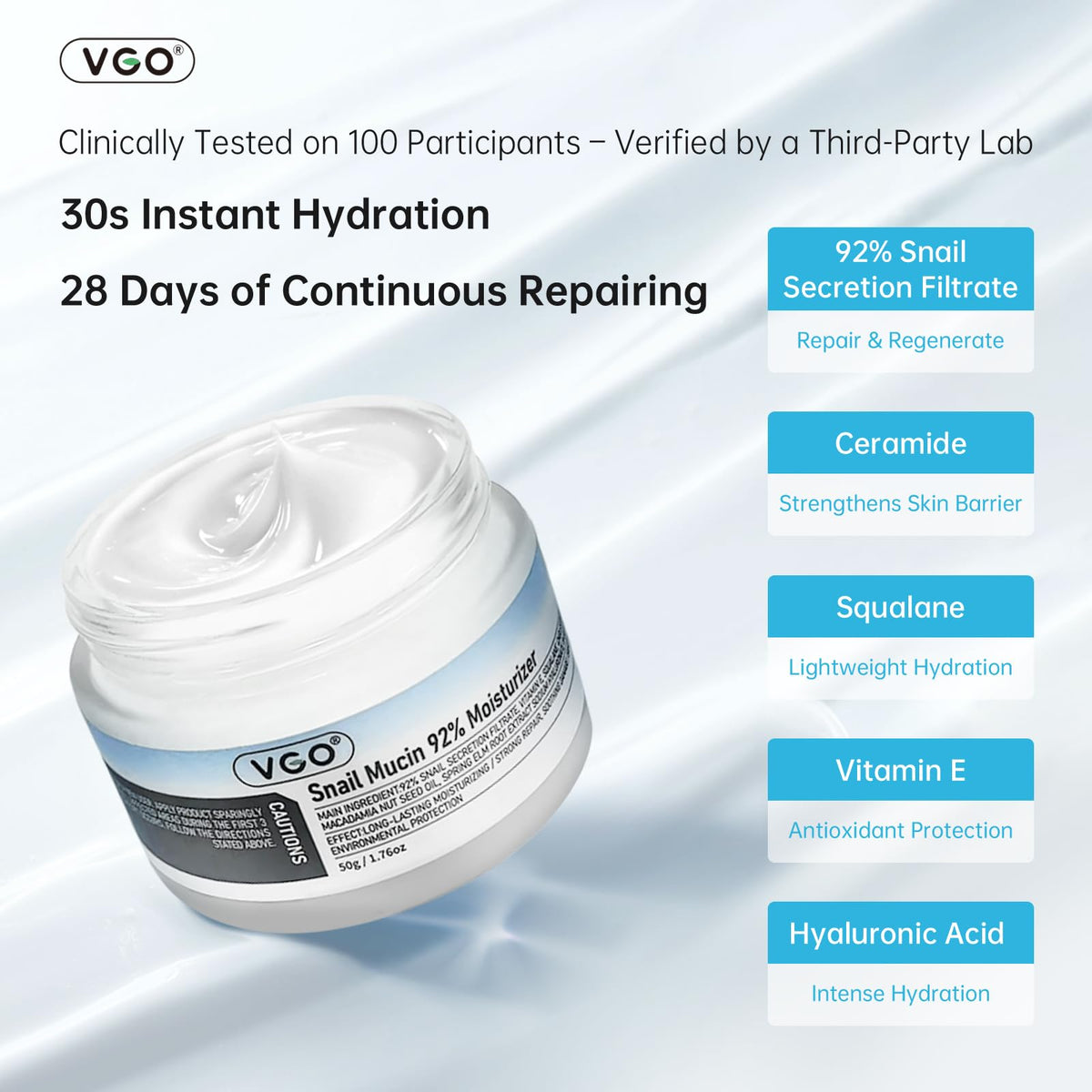 VGO close-up of gel-cream texture delivering lightweight hydration