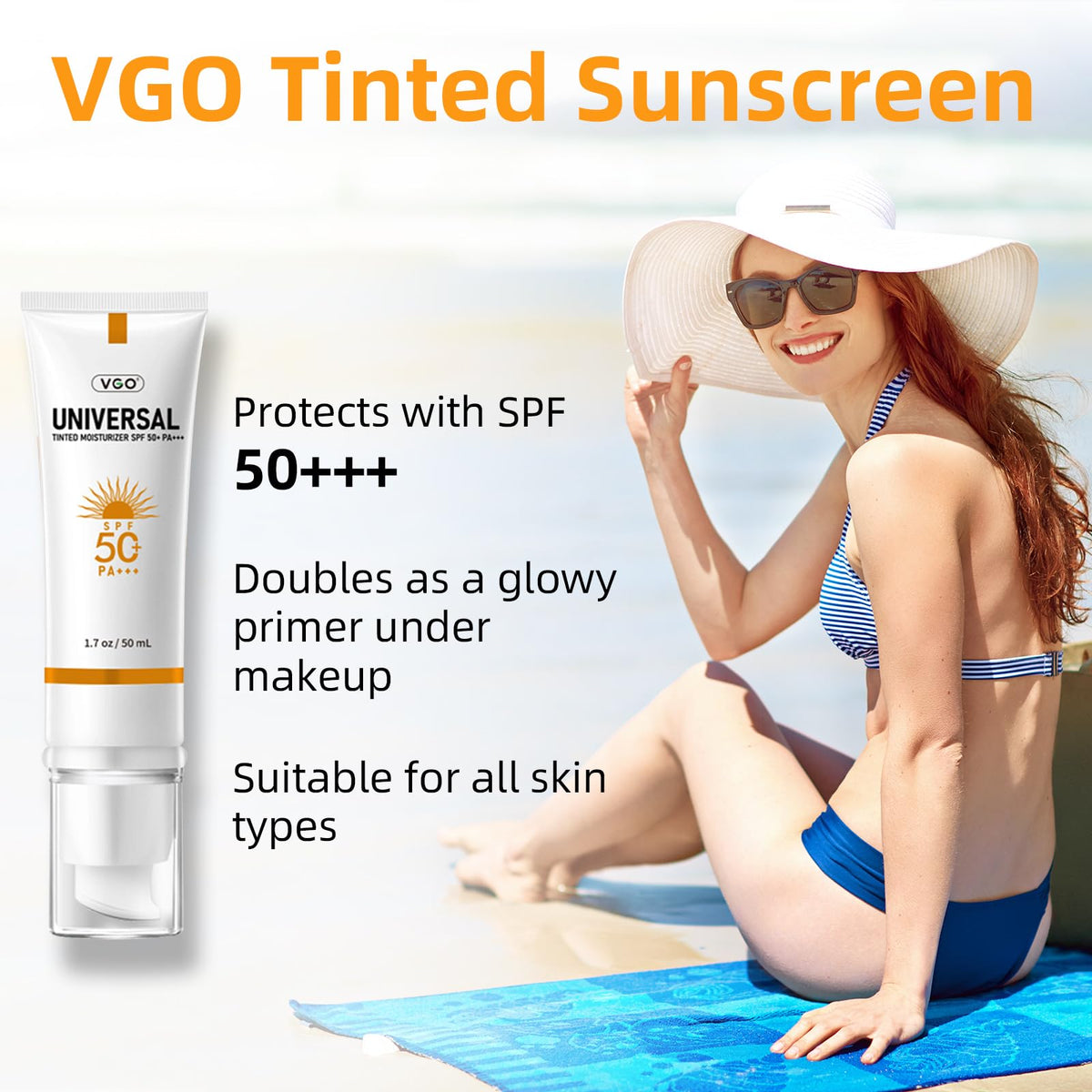 VGO close-up texture of tinted sunscreen showing lightweight hydration