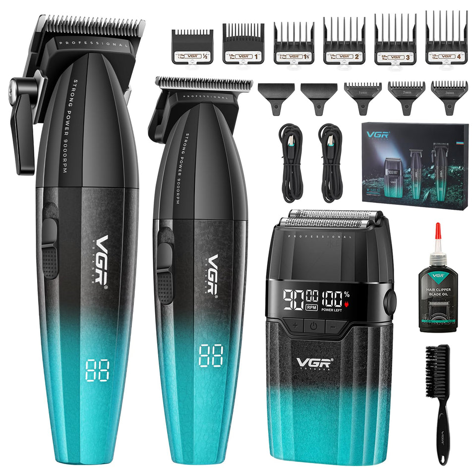VGR kit overview showing clipper trimmer shaver and accessories for full grooming