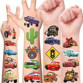 VGRANHMAZ front sheet display showing 58 racing car tattoo designs for parties