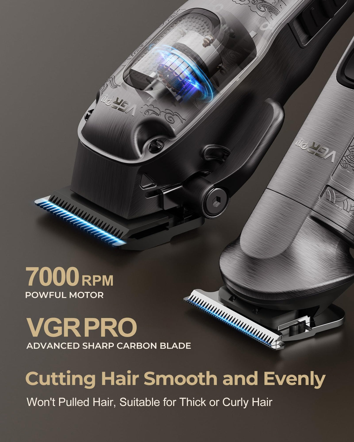 VGRPRO blade close-up highlighting sharp steel blades for smooth cutting