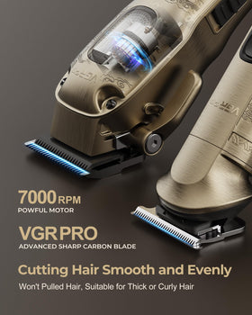 VGRPRO cordless clipper front view metal body for durable professional use
