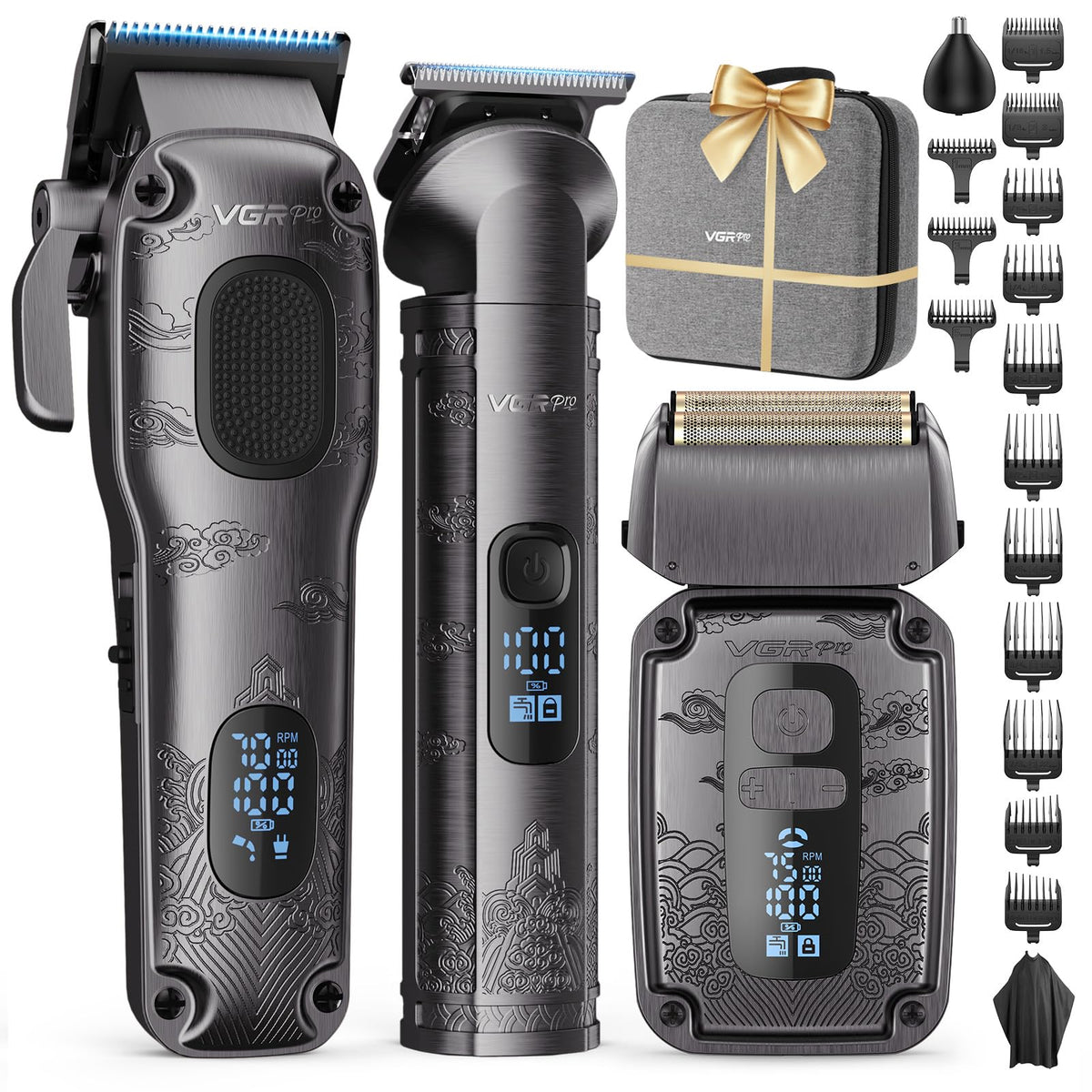 VGRPRO kit front view showing tools and accessories for complete grooming