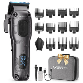 VGRPRO front view of clippers and case showing complete kit convenience