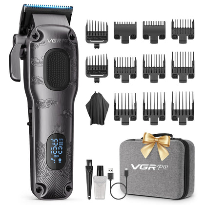 VGRPRO front view of clippers and case showing complete kit convenience