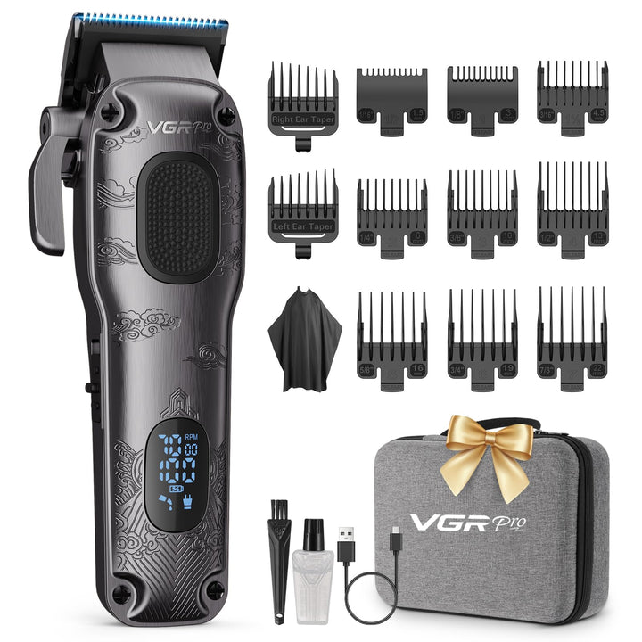 VGRPRO front view of clippers and case showing complete kit convenience