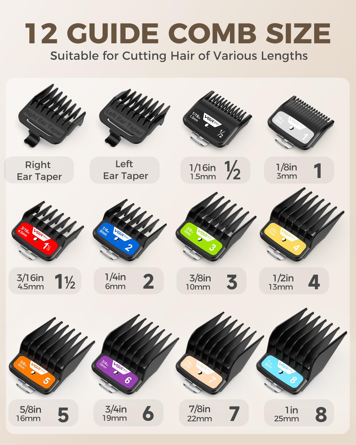 VGRPRO colorful guard size array for quick selection