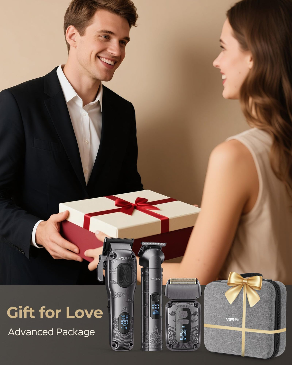 VGRPRO hair clipper held in hand to show compact size and ergonomic grip