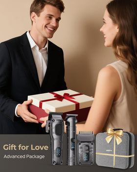VGRPRO hair clipper held in hand to show compact size and ergonomic grip