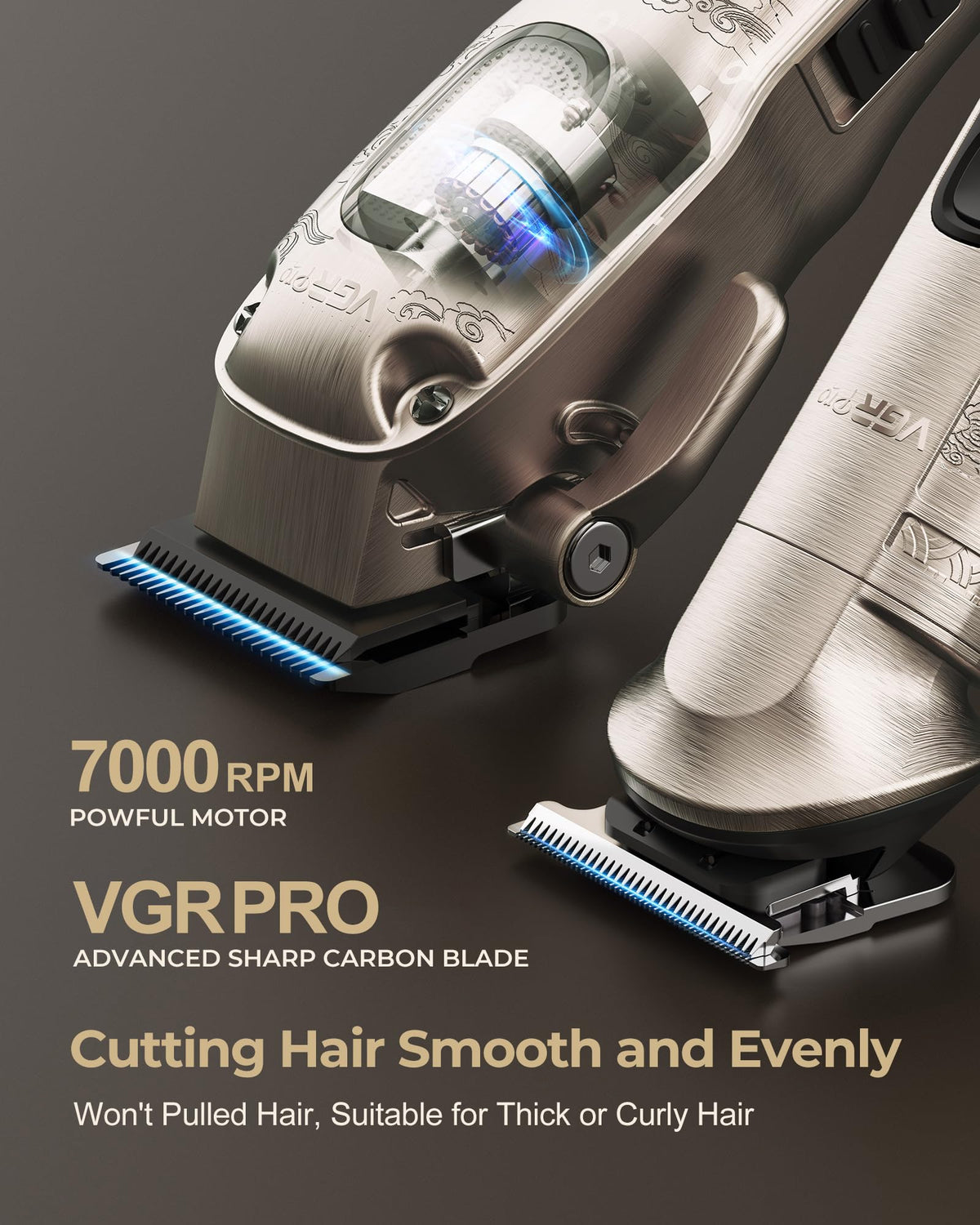 VGRPRO trimmer T-blade close-up highlighting sharp edge for precise detailing
