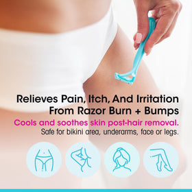 vH essentials application on bikini area demonstrating cooling relief after hair removal