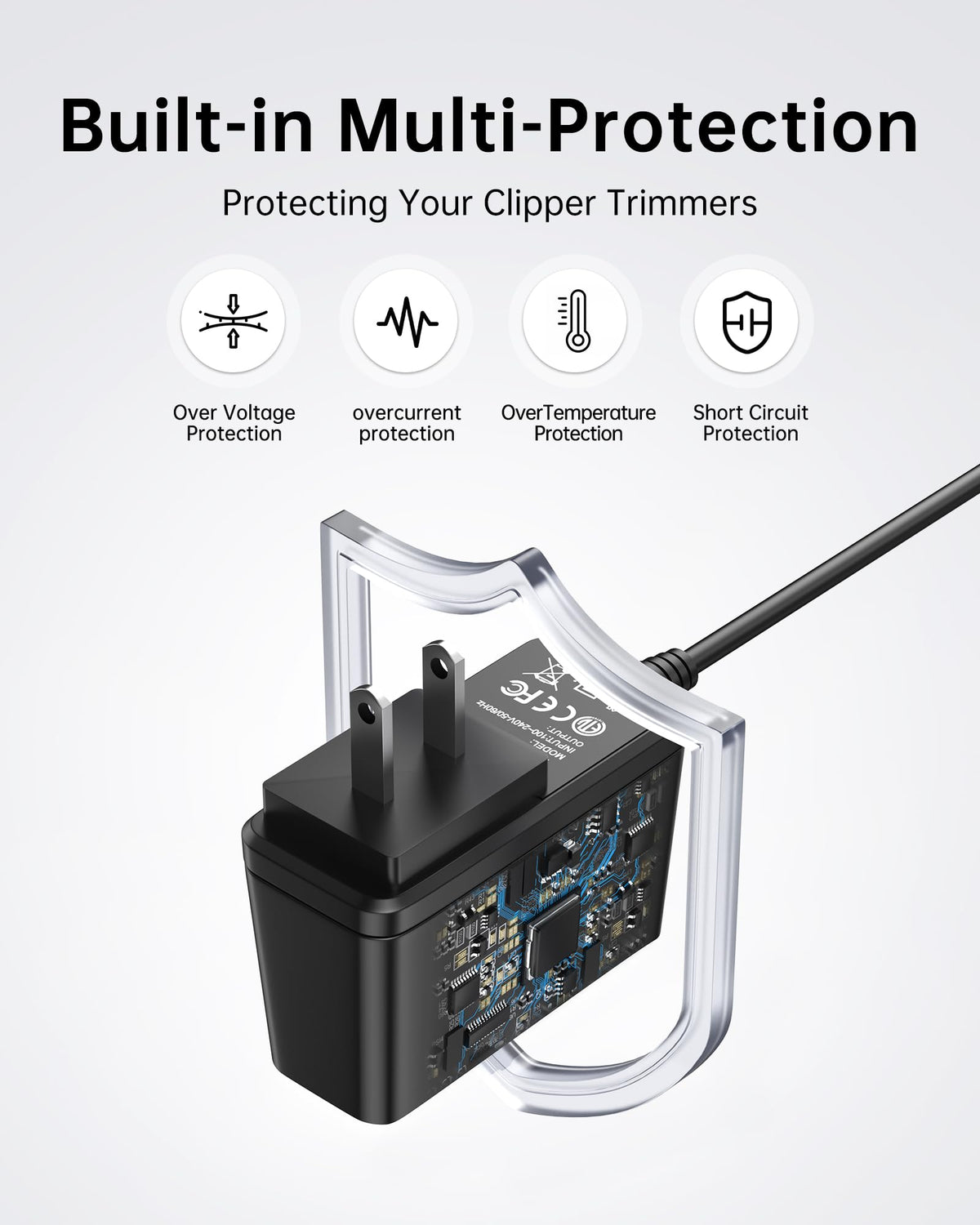 vhbw charger cord held in hand showing scale and convenient six-foot reach