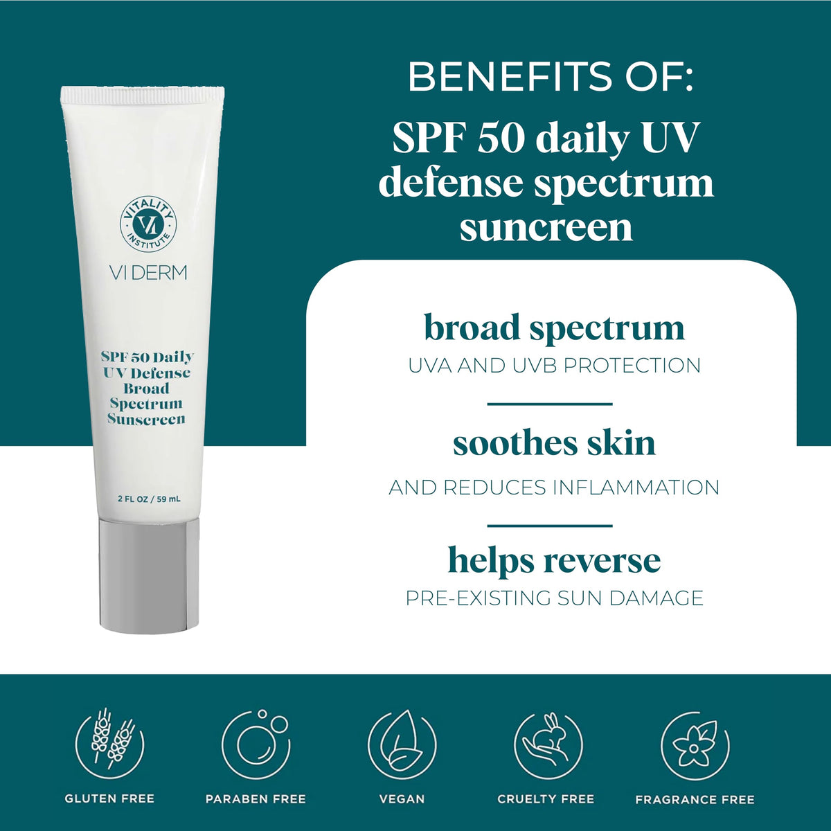 VI DERM sunscreen being applied to face demonstrating lightweight, non-greasy feel