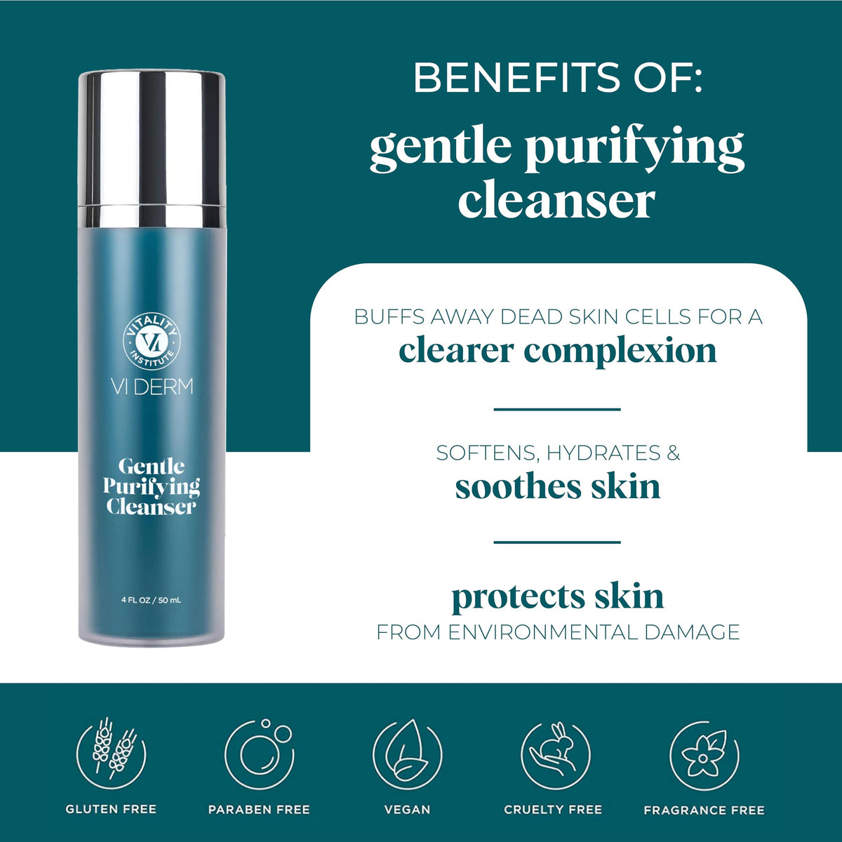VI DERM pump foam texture on fingertips demonstrating lightweight, hydrating lather