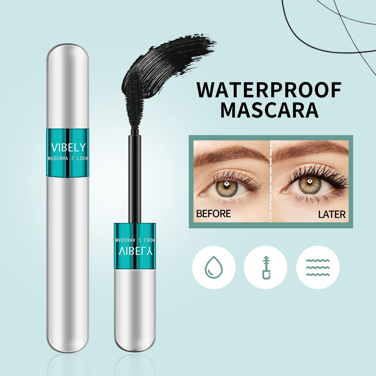 VIBELY close-up of dual-brush wand for two looks