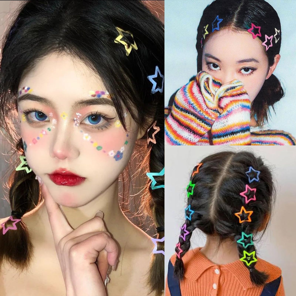 VIBILIA star clips mixed colors laid flat highlighting variety and styling options