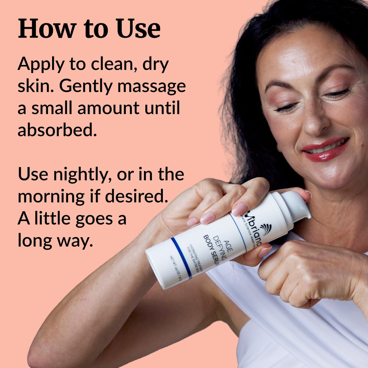 Vibriance being applied to arm demonstrating hydration and smoothing of crepey skin