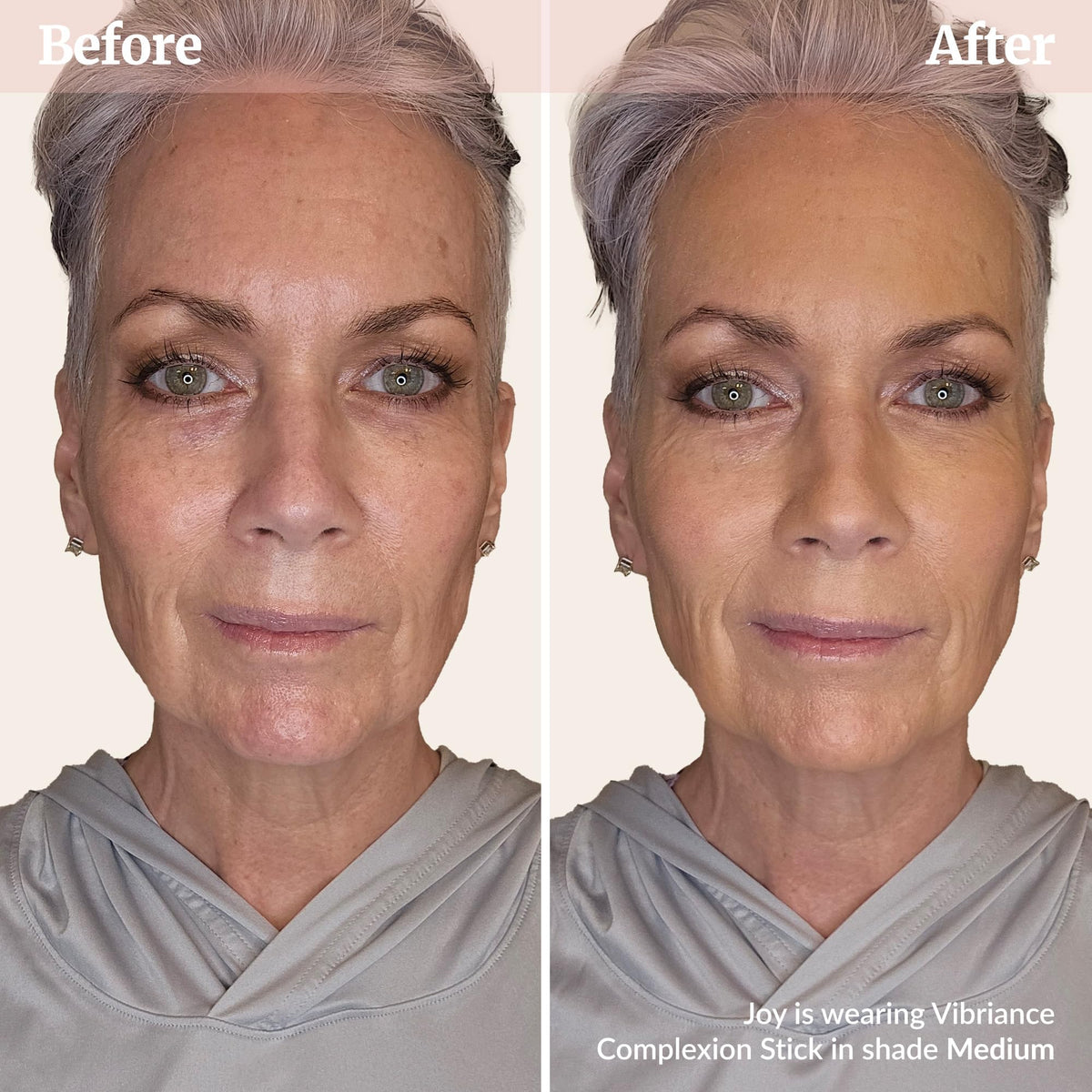 Vibriance application swatch on hand illustrating buildable coverage and seamless blend