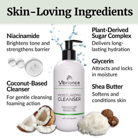Vibriance ingredient label highlighting niacinamide and shea butter benefits