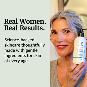 Vibriance on bathroom vanity styled to show hydration-first skincare benefit
