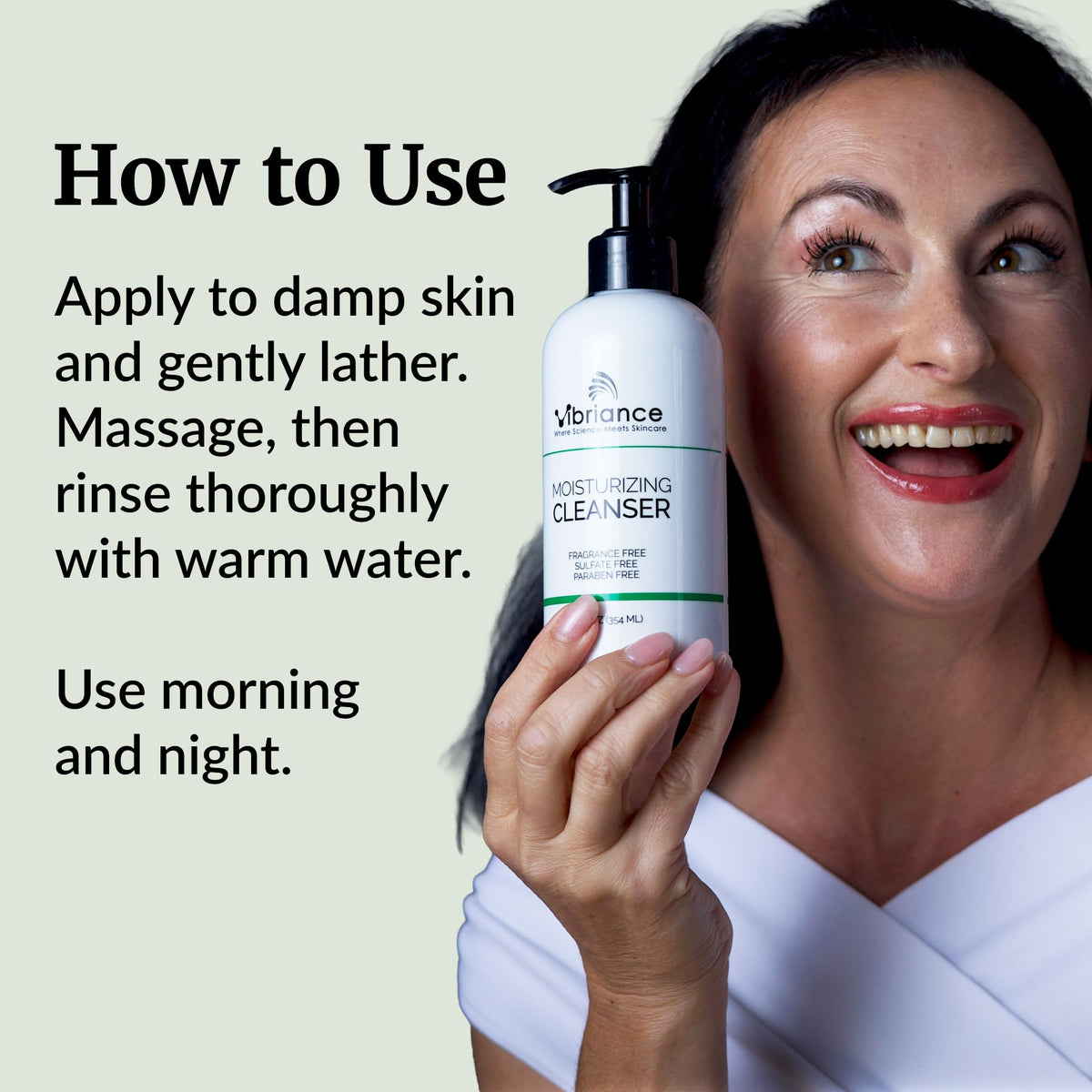 Vibriance oil-to-foam texture demonstration illustrating gentle cleanse