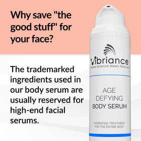 Vibriance pump dispensing serum close-up highlighting lightweight texture and quick absorption benefit