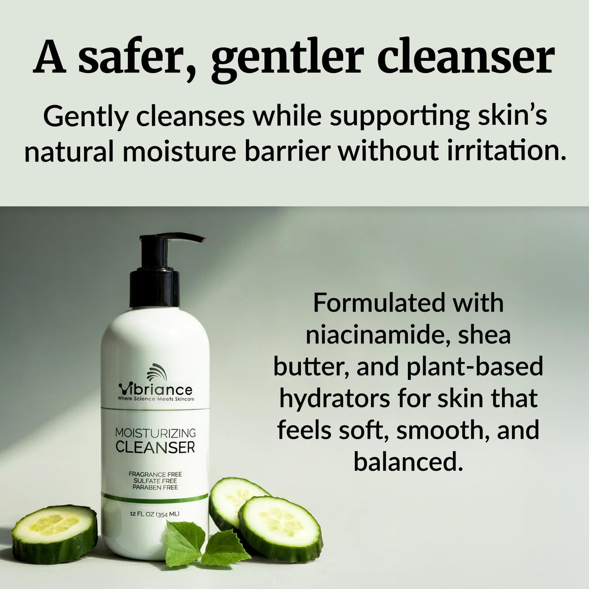 Vibriance size comparison in hand showing 12 fl oz travel-friendly benefit