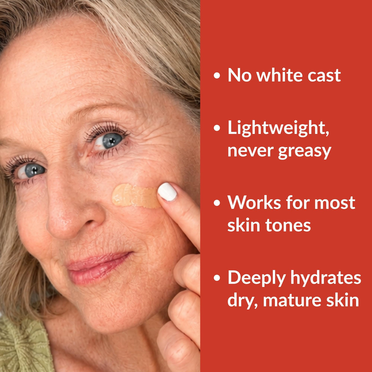 Vibriance application on hand demonstrating sheer coverage and hydration