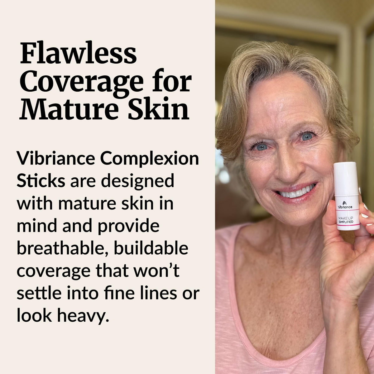 Vibriance stick inside handbag illustrating on-the-go touch-up benefit