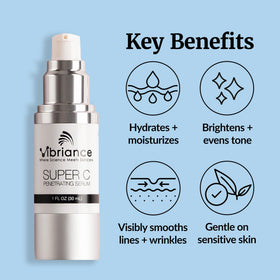 Vibriance 1 fl oz bottle next to everyday object showing true size benefit