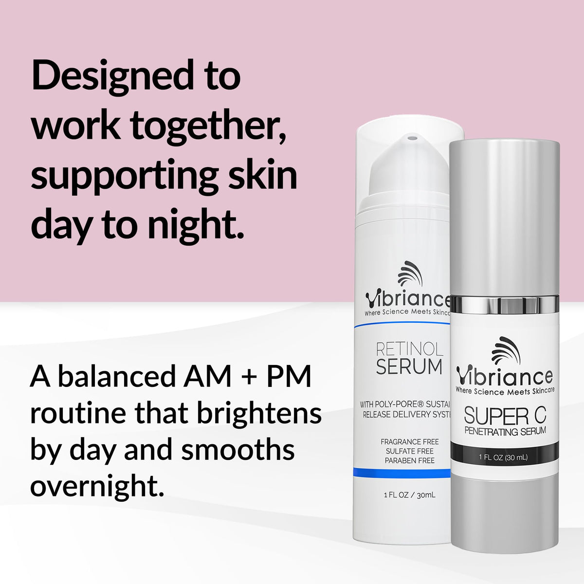 Vibriance Super C serum dropper dispensing serum, highlights lightweight texture