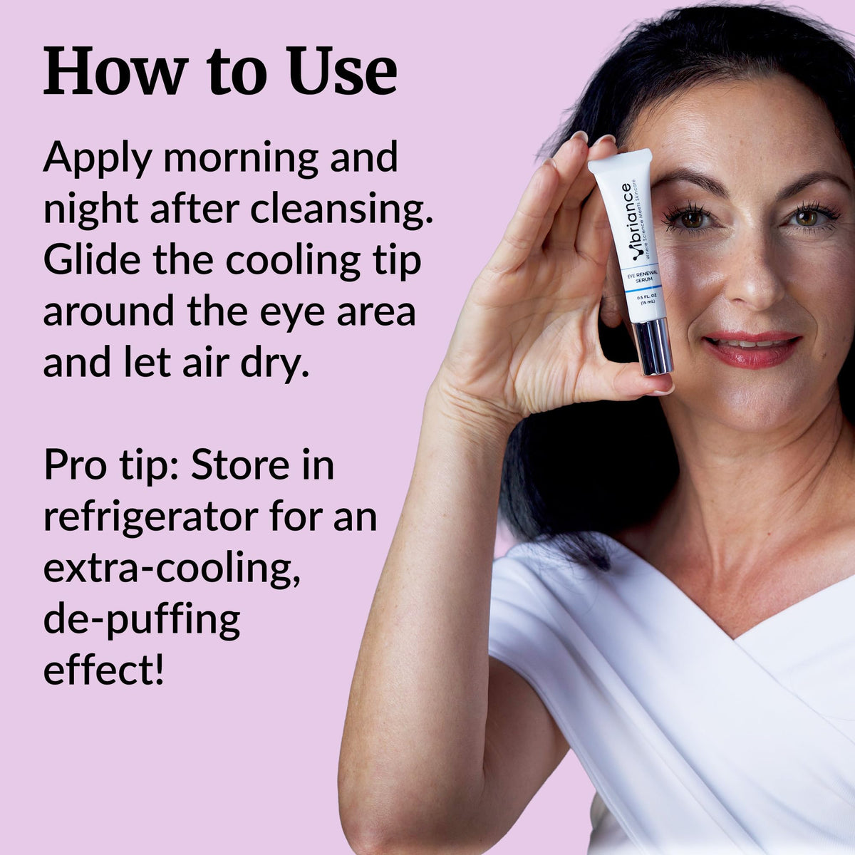 Vibriance serum texture on fingertip showing lightweight hydrating finish